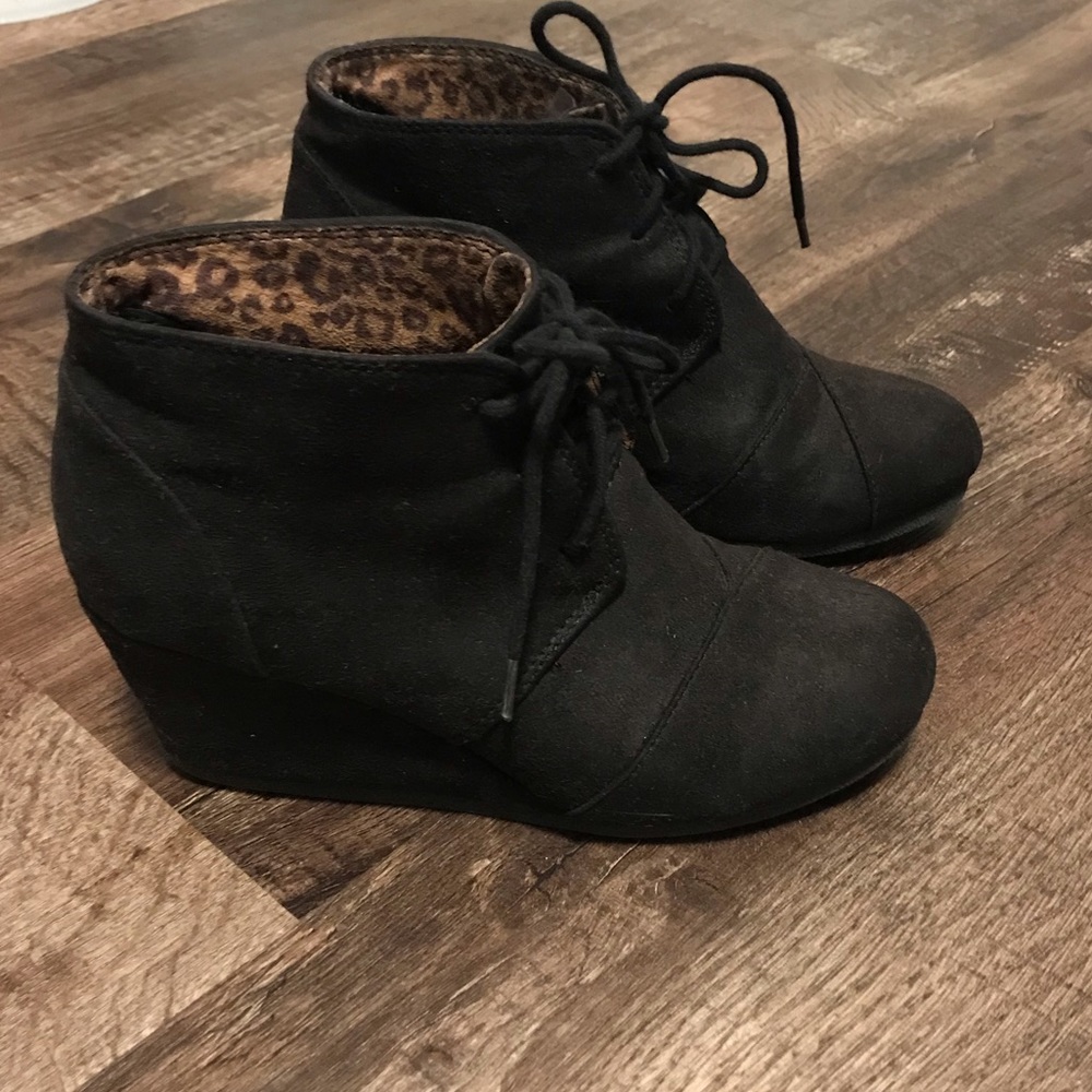 Black Wedge Booties